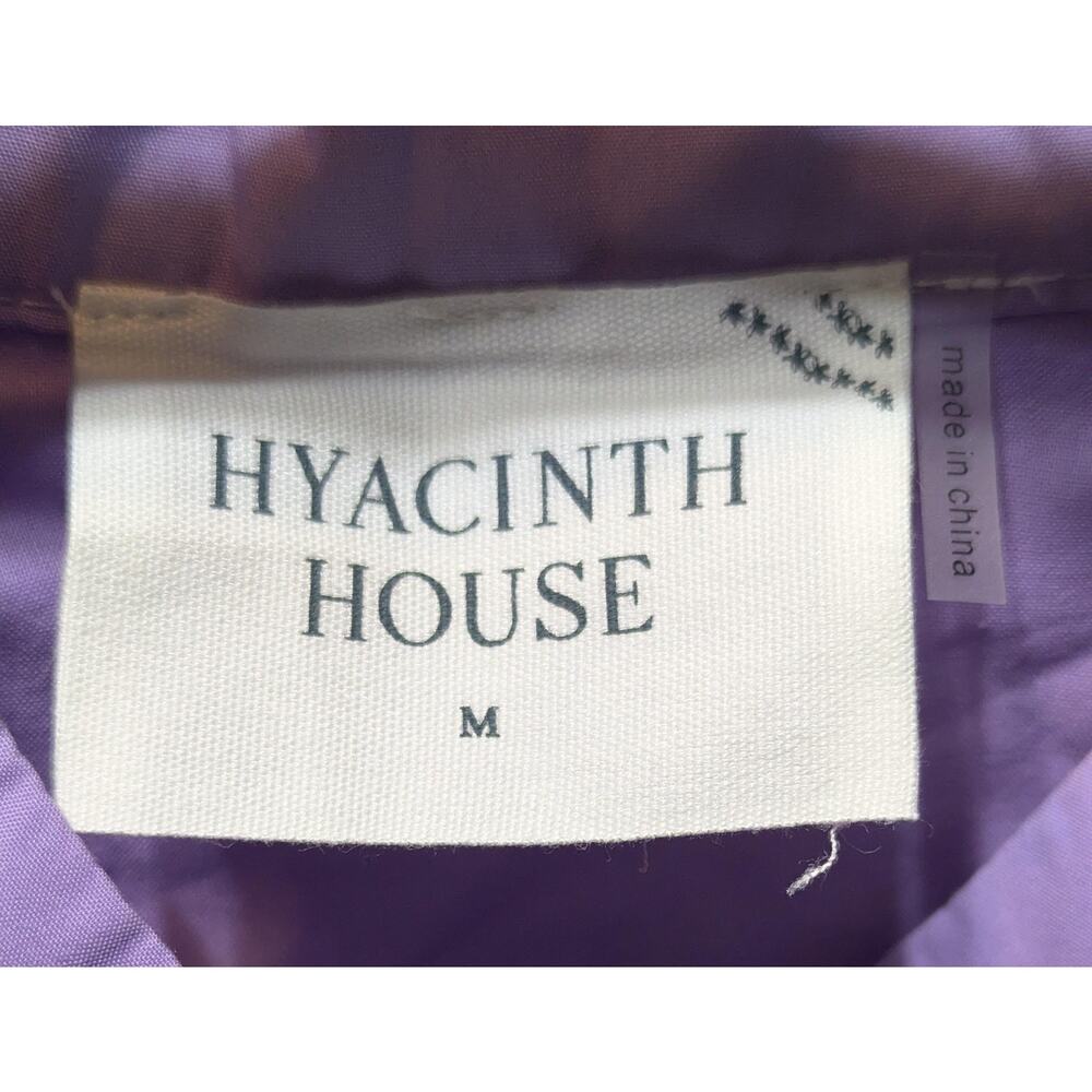 Hyacinth House Tuckernuck Midi Dress Medium Lilac Embroidered Puff Sleeve Cotton - Picture 10 of 14